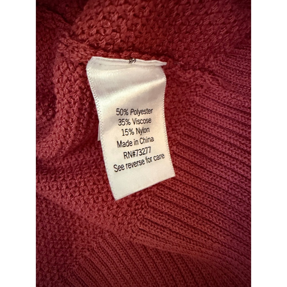 Nine West Sweater Rose Red Viscose Blend Puff Sleeve Textured Knit Top XS - Picture 4 of 5